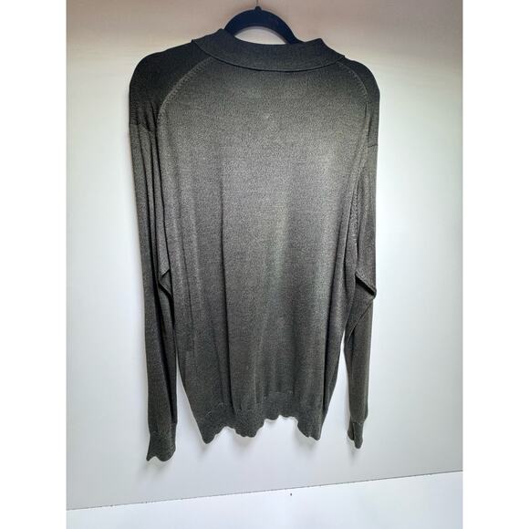 Kevoman 100% Silk 4-Ply Long Sleeve Collared Polo Knit Sweater Black Sz Large - Picture 6 of 6